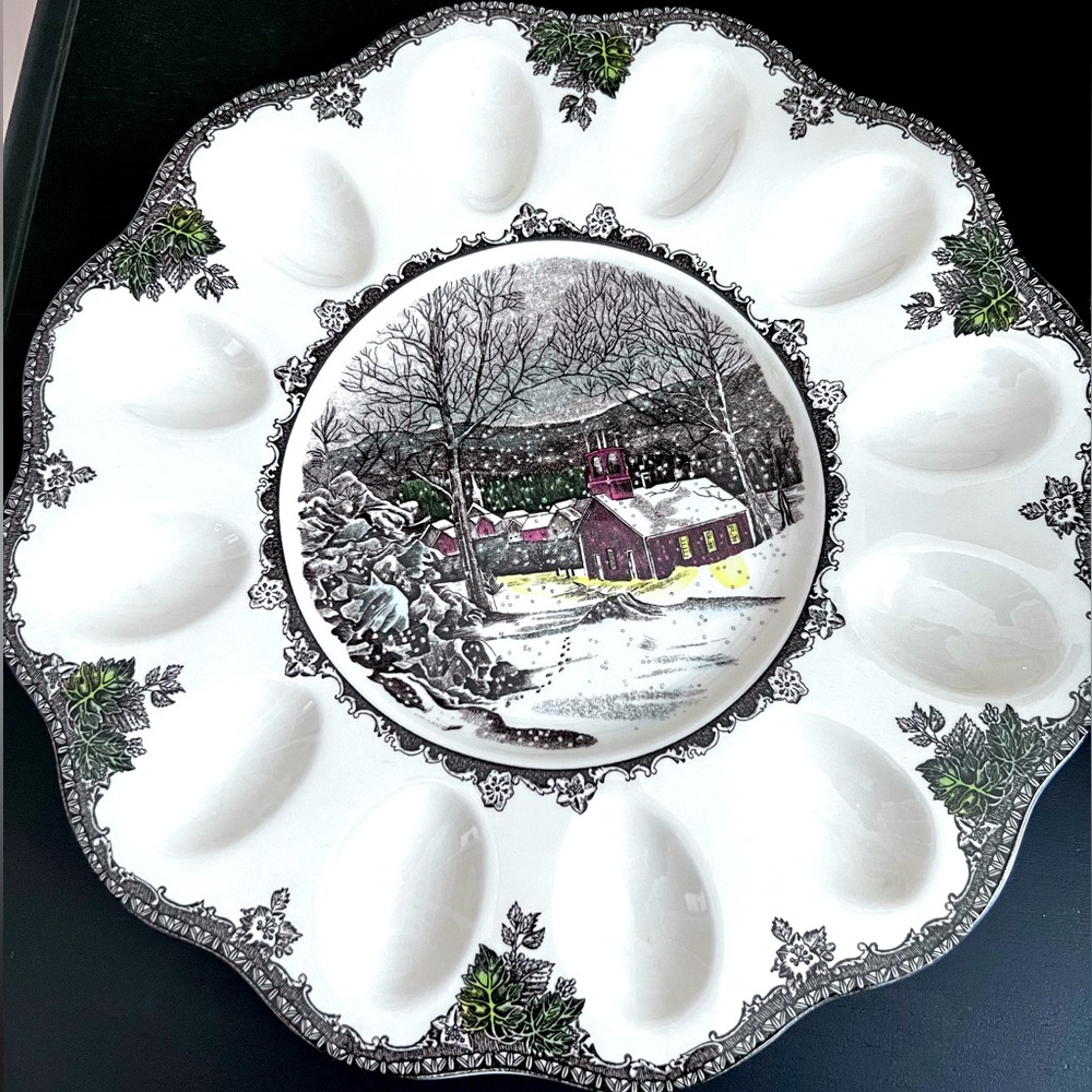 Johnson Brotgers Friendly Village Deviled Egg plate